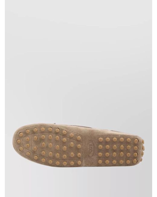 Tod's Natural Suede Gommino Boat Loafer Shoes