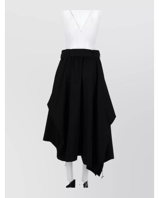 Y-3 Black Midi Skirt Belted Waist Drawstring Detail