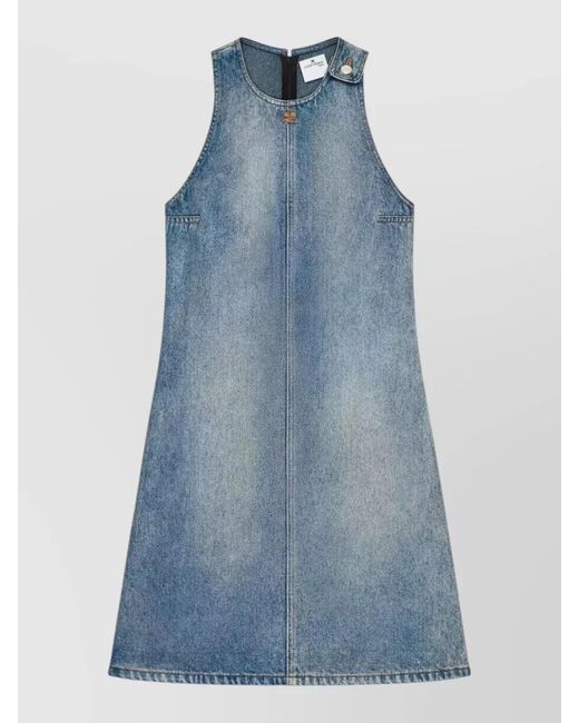 Courreges Blue Denim Sleeveless A-Line Mini Dress
