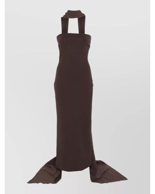 Solace London Brown Martine Backless Maxi Dress Cowl Neck