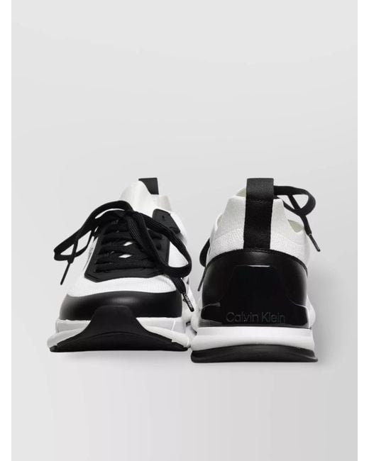 Calvin Klein Black Round Toe Lace Up Sneakers for men