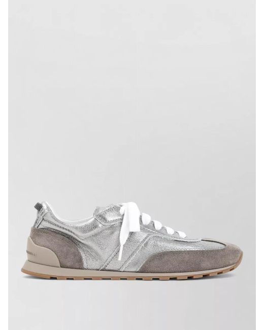 Brunello Cucinelli City Sneakers Metallic Finish Suede Accents Rubber