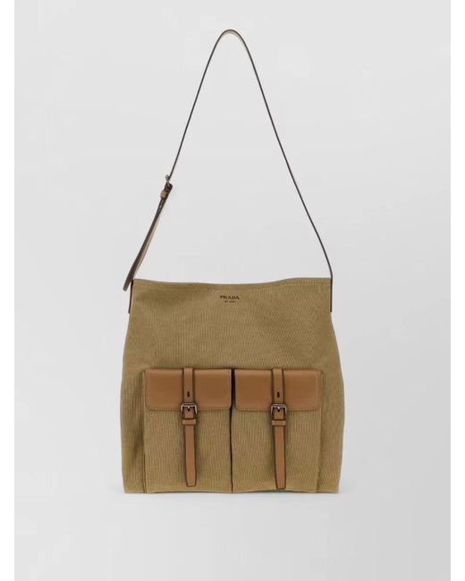 Prada Natural Route Canvas Shopping Tote Bag for men