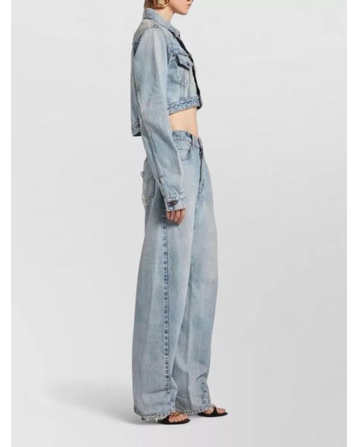Balenciaga Blue High Waist Light Wash Wide Leg Denim