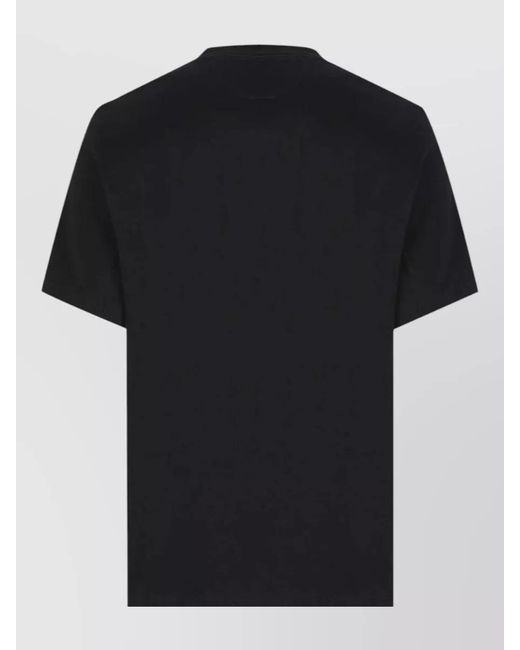 Brunello Cucinelli Black Cotton Logo Embroidery Crew Neck T-Shirt for men