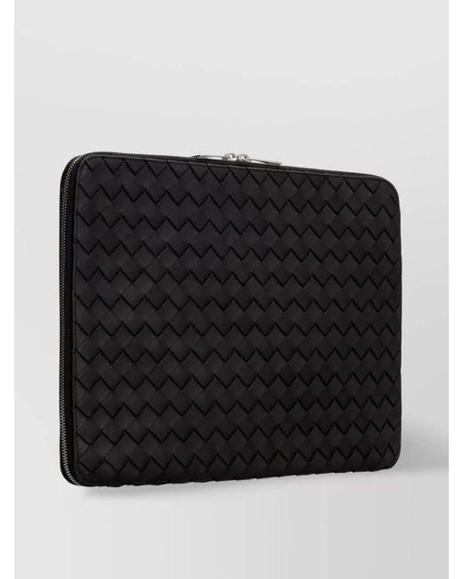 Bottega Veneta Black Leather Intrecciato Document Case for men