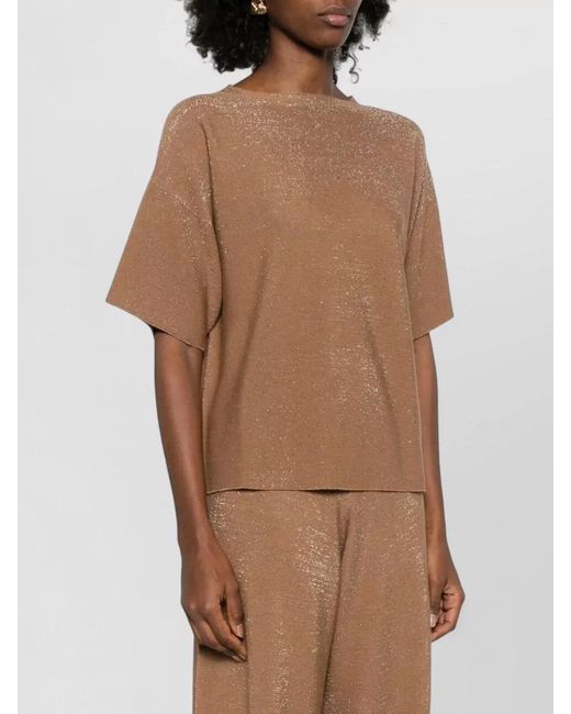 Fabiana Filippi Brown Short-Sleeve Wool And Cotton Knitted Top
