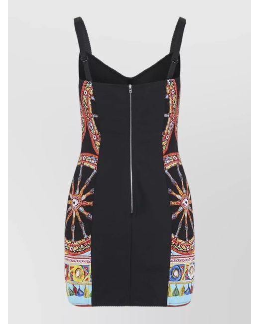 Dolce & Gabbana Multicolor Carretto Print Charmeuse Mini Beach Dress