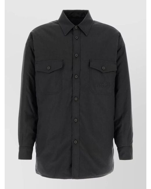 MM6 by Maison Margiela Black Cotton Wool Reversible Shirt Jacket Chest Pockets for men