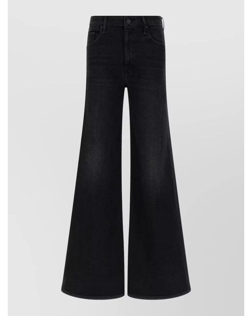 Mother Black Denim Wide-Leg Jeans