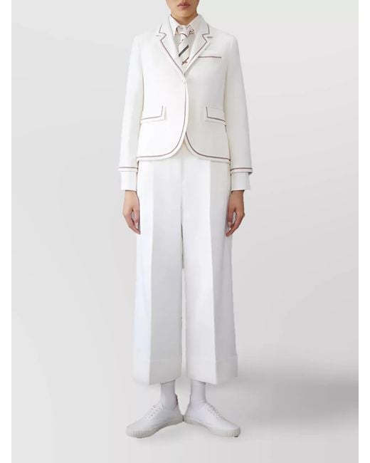 Thom Browne White Cashmere Single-Breasted Blazer