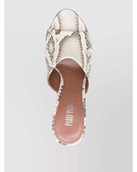 Paris Texas White Python Print Wedge Heel Open Toe Mules