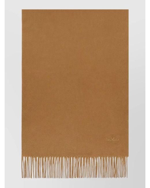 Max Mara Brown Cashmere Fringed Scarf