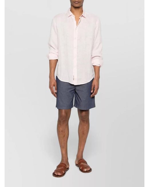 Woolrich Blue Washed Drawstring Shorts Side And Back Pockets for men