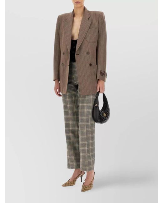 Gucci Brown Herringbone Double-Breasted Blazer