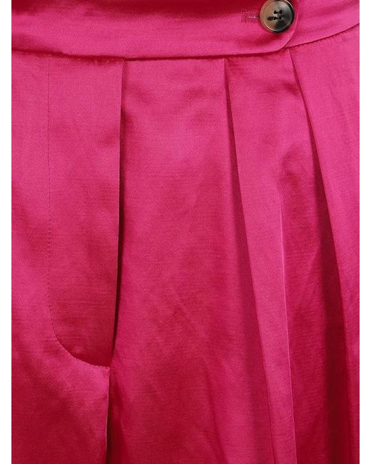 Dries Van Noten Red Wide-Leg Pleated Trousers