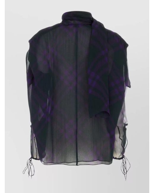 Burberry Blue Printed Crepe Blouse