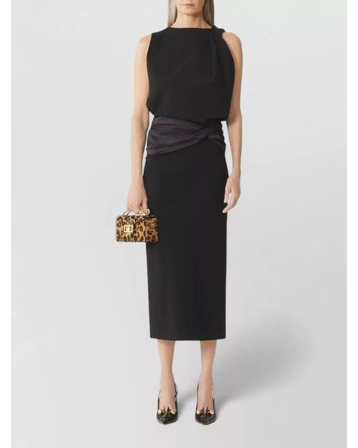 Lanvin Black Sleeveless Open Back Midi Dress
