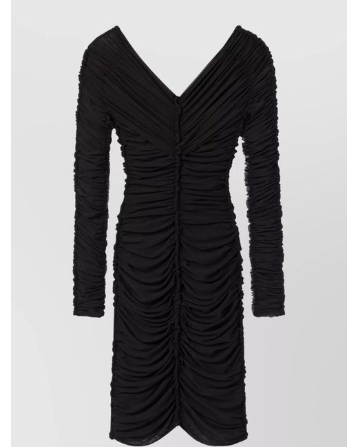 AZ FACTORY Black Ruched Off-Shoulder Long-Sleeve Mini Dress