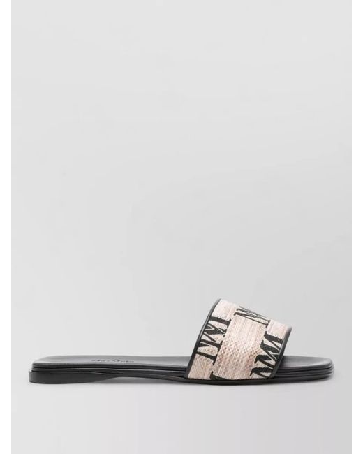Max Mara White Logo Mules Flat Sole Open Toe Design