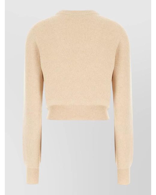 Malo Natural Cashmere Sweater Cropped Long Sleeve Ribbed