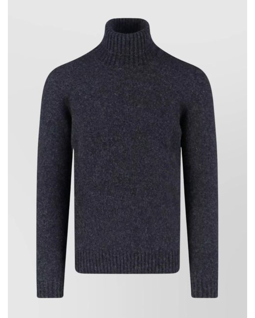 Drumohr Blue Ribbed Crewneck Sweater Long Sleeves for men
