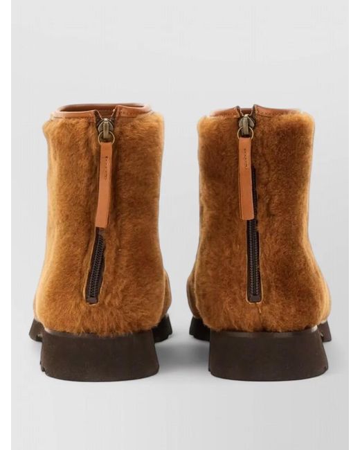 Hereu Brown Armenta Ankle Boot Zipper Round Toe