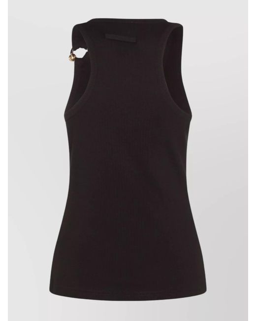 Jean Paul Gaultier Black Cotton Ribbed Slim-Fit Sleeveless Tank Top