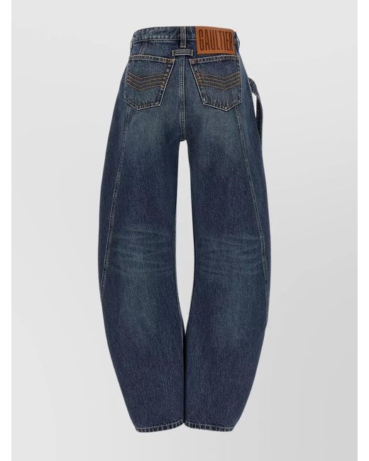 Jean Paul Gaultier Blue Denim Low-Rise Wide-Leg Trousers