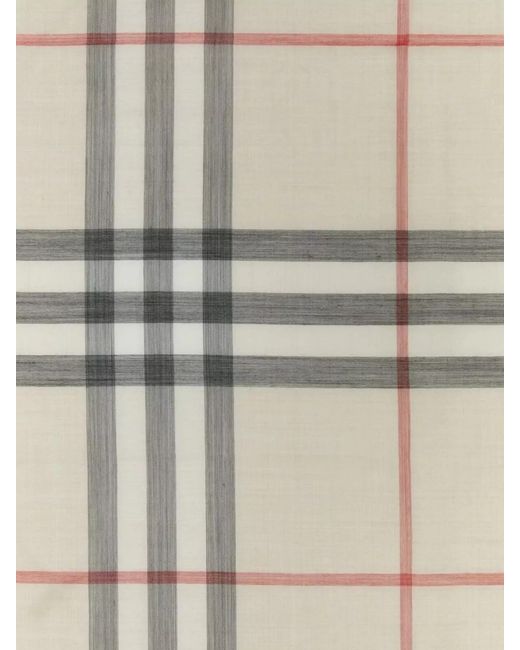 Burberry Natural Wool Silk Check Scarf