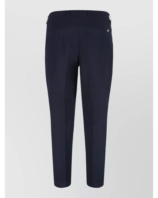 Boss Blue Wool Blend Tailored Trousers Belt Loops Pockets for men