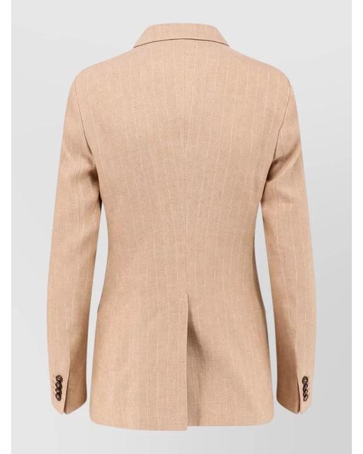 Tagliatore Natural Linen Pinstripe Double-Breasted Blazer