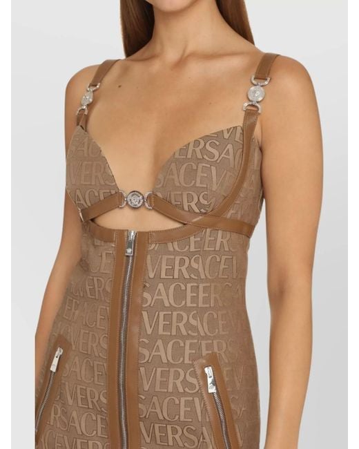 Versace Brown Jacquard Mini Dress