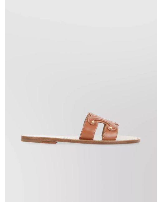 Céline Pink Studded Strap Cut-Out Mule