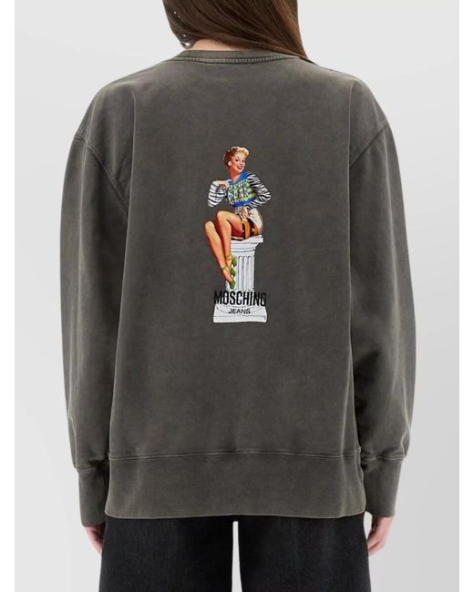 Moschino Gray Regular-Fit Cotton Sweatshirt