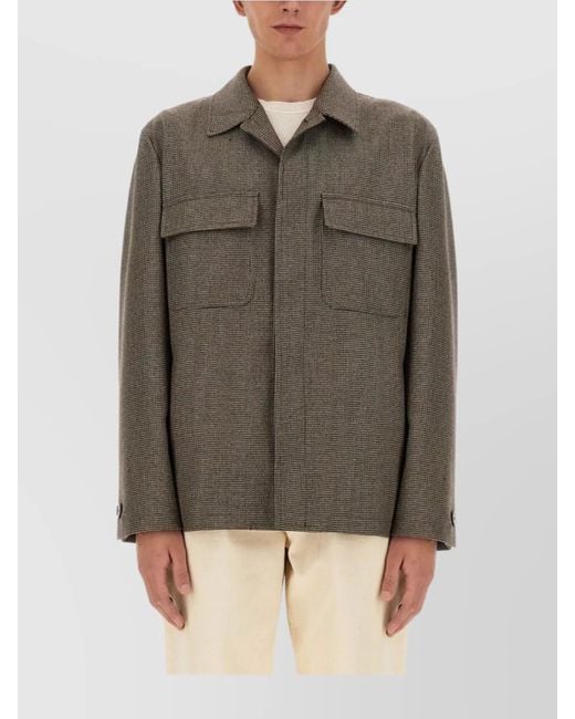 Lardini Gray Wool Cashmere Shirt Jacket for men