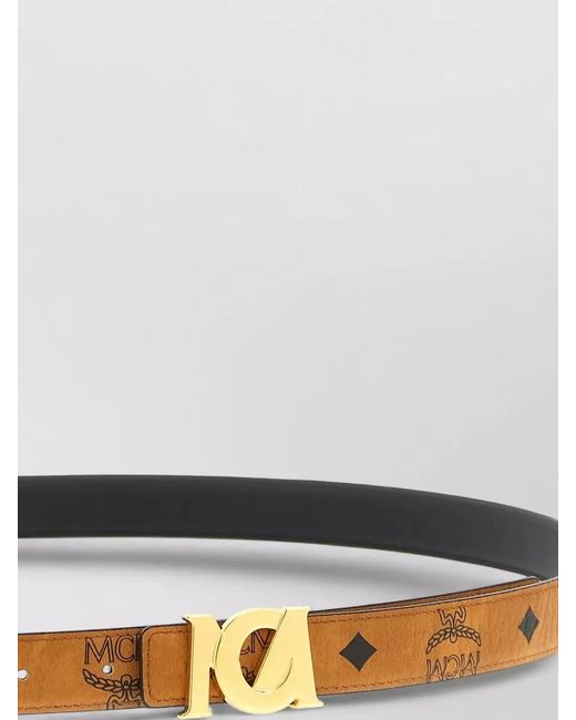 MCM Gray Logo Buckle Belt