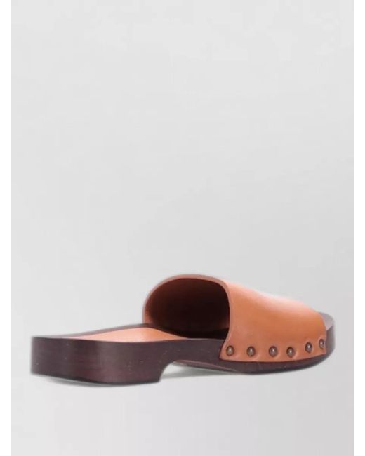 LA ROSE Orange Leather Sandals Flat Sole Open Toe