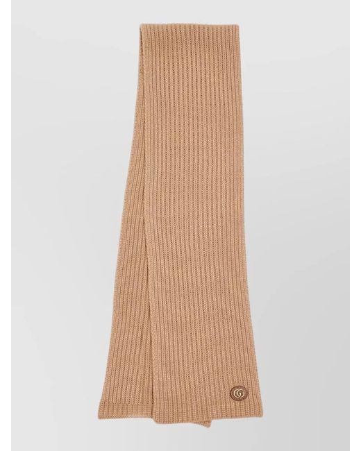 Gucci Natural Rectangular Ribbed Scarf Versatile Layering Piece
