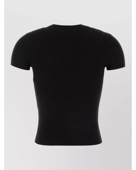 Alexander Wang Black Short Sleeve Crewneck Top Jacquard Logo