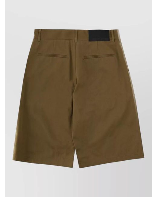 MSGM Green Cotton Logo-Patch Shorts for men