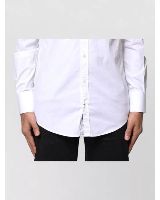 Dolce & Gabbana White Cotton Long Sleeve Tailored Dress Shirt for men