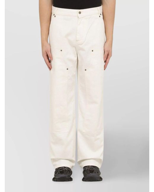 Represent White Wide Leg Cotton Trousers With Pockets And Loops for men