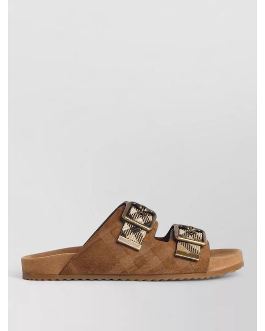 Burberry Brown Suede Flat Sole Open Toe Slipper