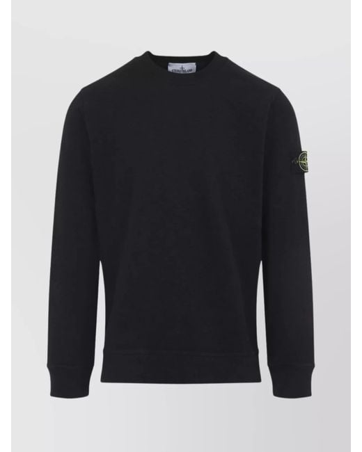 Stone Island Blue Cotton Crew Neck Long Sleeve Sweatshirt for men
