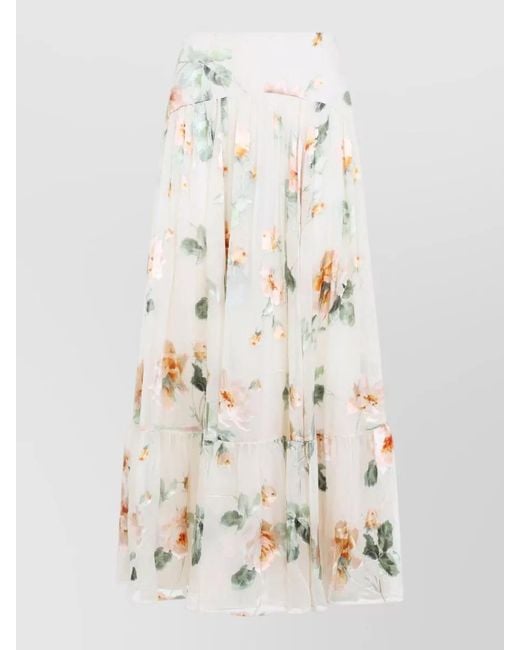 Zimmermann White Carousel Burnout Midi Skirt Floral Design