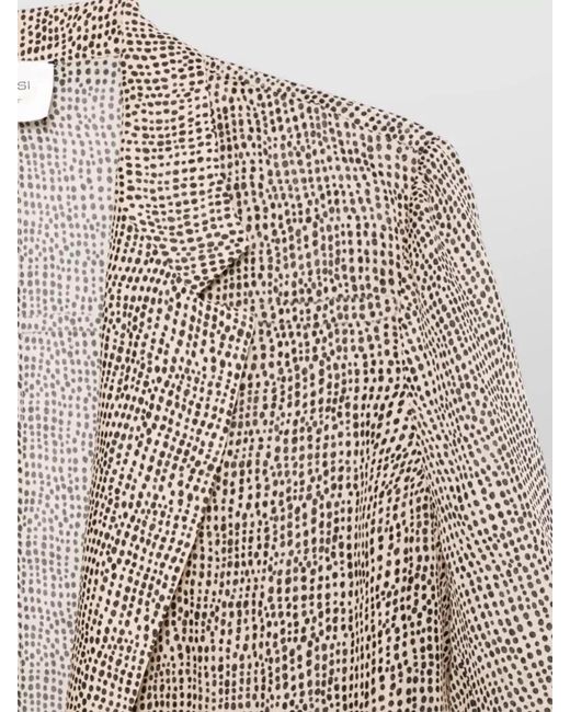 Alysi Natural Single Breasted Blazer Jacket Dot Pattern