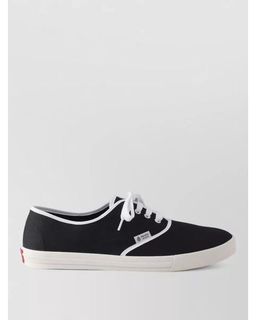 Prada White Lace Up Sneakers Contrast Trim Rubber Sole for men