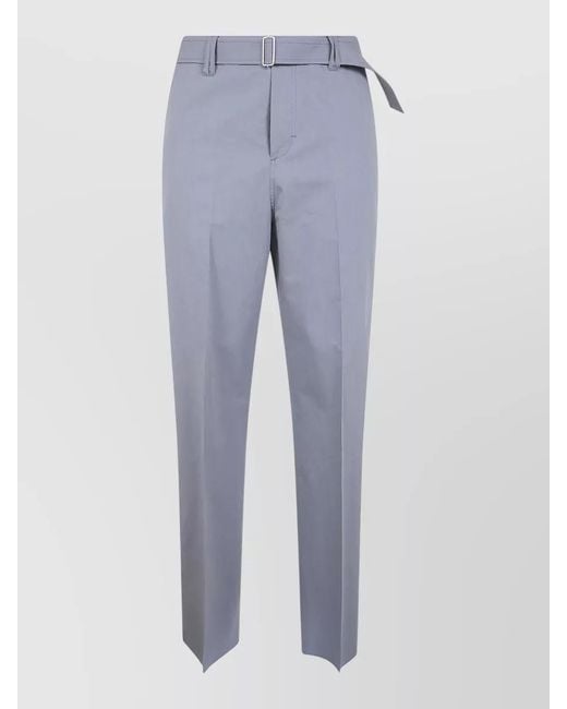 Lardini Blue Silk Cotton Belted Tailored Trousers for men