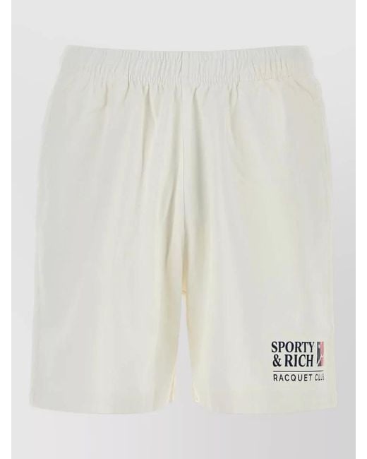 Sporty & Rich White Beachwear Gym Shorts Back Pocket Design for men